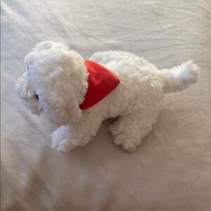 Mini White Build- A- Bear Dog Plush Toy w/ Red Bandana